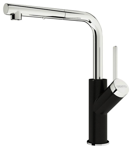 Vòi rửa bát nóng lạnh dây rút Gento GT04-204 New Black