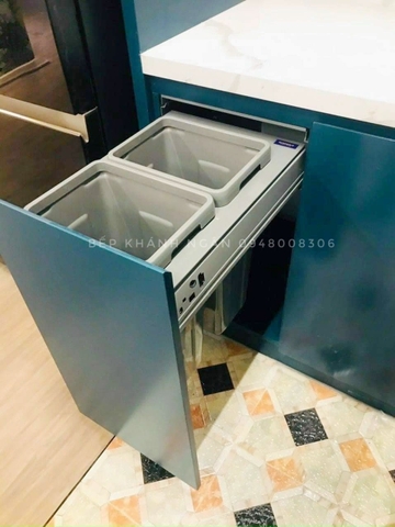 Thùng rác đôi âm tủ Eurogold ray hộp giảm chấn cao cấp