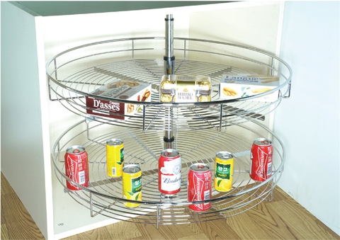 Mâm xoay góc tủ bếp Eurogold inox nan mở toàn phần xoay 360º