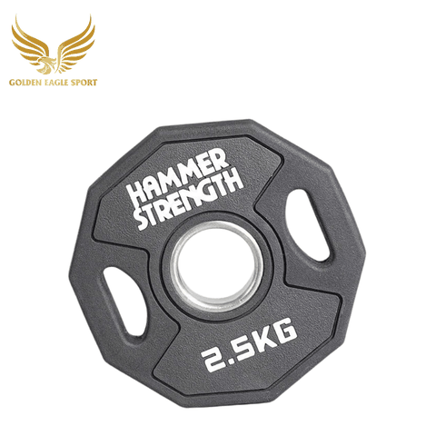 Tạ bánh cao su lõi thép Hammer Strength màu đen cao cấp lỗ 50 nhập khẩu (giá 1 cặp)