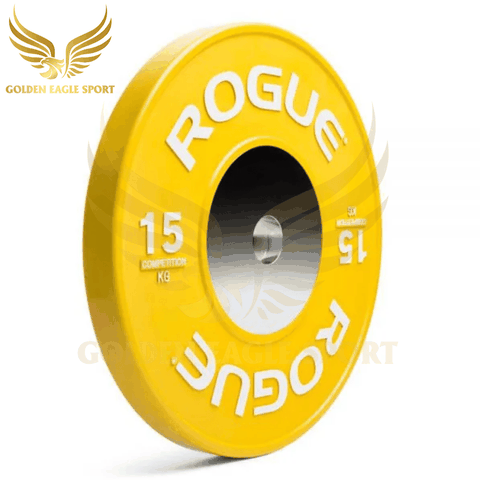 Tạ bánh cao su lõi thép nhỏ ROGUE cao cấp lỗ 50 nhập khẩu 15kg (màu vàng)