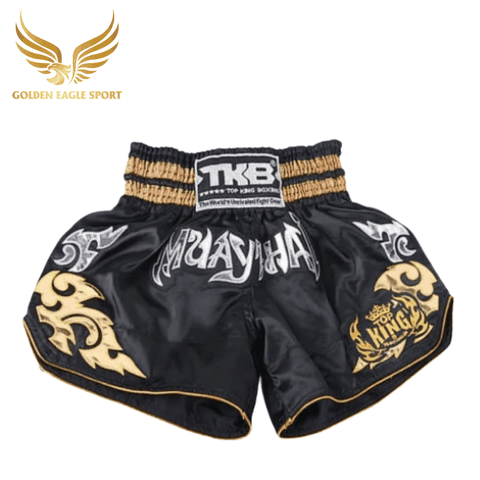 Quần Muay Thái Chính Hãng Muay Thai Short Chất Liệu Satin Cao Cấp | TKB đen cổ điển