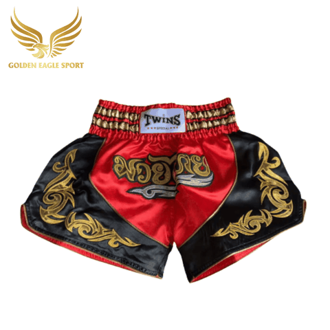 Quần Muay Thái Chính Hãng Muay Thai Short Chất Liệu Satin Cao Cấp | Twins đỏ cổ điển