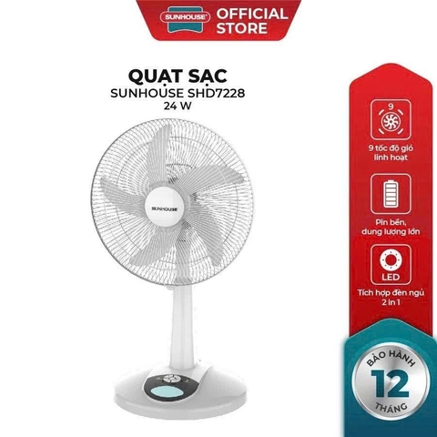 Quạt sạc Sunhouse SHD7228