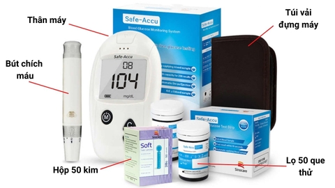 Máy xét nghiệm đường huyết Safe- Accu (bao gồm que thử)