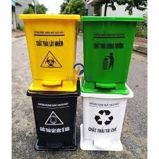 Thùng rác Xanh, vàng, trắng 30L