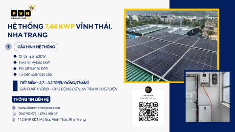 PVN BÀN GIAO HỆ THỐNG ĐIỆN MẶT TRỜI HYBRID 7,44 kWp