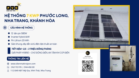 PVN BÀN GIAO HỆ THỐNG ĐIỆN MẶT TRỜI HYBRID 7 kWp + PIN LƯU TRỮ 20 kWh