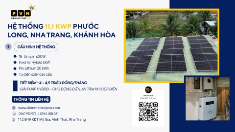 PVN BÀN GIAO HỆ THỐNG ĐIỆN MẶT TRỜI HYBRID 11,1kWp