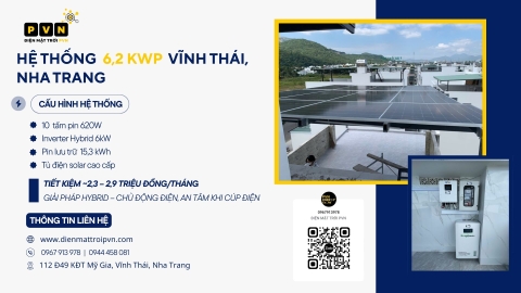 PVN BÀN GIAO HỆ THỐNG ĐIỆN MẶT TRỜI HYBRID 6,2 kWp