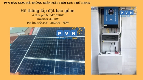 PVN HOÀN THÀNH HỆ ĐIỆN MẶT TRỜI LƯU TRỮ 3.8KW