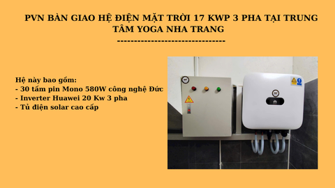 PVN BÀN GIAO HỆ ĐIỆN MẶT TRỜI 17 KWP 3 PHA TẠI TRUNG TÂM YOGA NHA TRANG