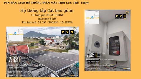 PVN BÀN GIAO HỆ ĐIỆN MẶT TRỜI 8KW - LƯU TRỮ 15 KWP TẠI DIÊN AN - KHÁNH HÒA