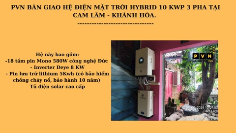 PVN BÀN GIAO HỆ ĐIỆN MẶT TRỜI HYBRID 10 KWP 3 PHA TẠI CAM LÂM - KHÁNH HÒA