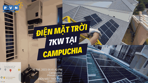 ĐIỆN MẶT TRỜI ÁP MÁI NHÀ HỘ GIA ĐÌNH 7KW LƯU TRỮ 16KWP TẠI PHNOM PENH - CAMPUCHIA