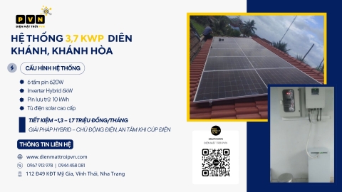 PVN BÀN GIAO HỆ THỐNG ĐIỆN MẶT TRỜI HYBRID 3,7 kWp