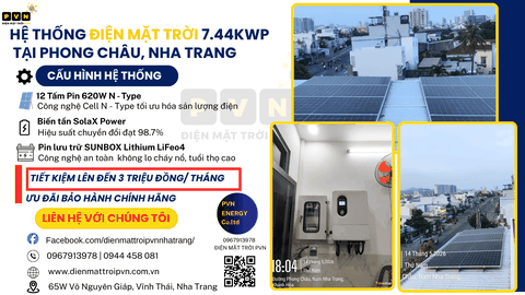 PVN BÀN GIAO HỆ THỐNG ĐIỆN MẶT TRỜI HYBRID 7.44 KWP CAO CẤP TẠI PHONG CHÂU NHA TRANG