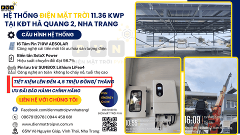 PVN BÀN GIAO HỆ THỐNG ĐIỆN MẶT TRỜI HYBRID 11.36 KWP CAO CẤP TẠI KDT HÀ QUANG 2, NHA TRANG
