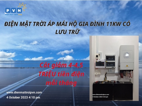 ĐIỆN MẶT TRỜI ÁP MÁI HỘ GIA ĐÌNH 11KW Ở TIỀN GIANG - CẮT GIẢM TỪ 4,5 TRIỆU TIỀN ĐIỆN MỖ THÁNG