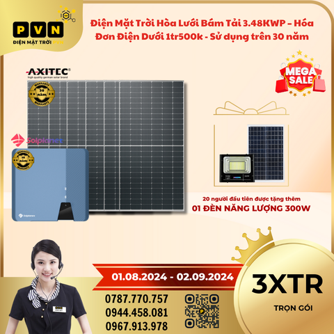 3.48KWP Điện Mặt Trời Hòa Lưới Bám Tải – Hóa Đơn Điện Dưới 1tr500k -  Sử dụng trên 30 năm