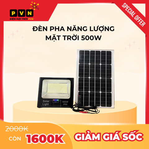 Đèn Pha Năng Lượng Mặt Trời 500W - Sáng Suốt Đêm