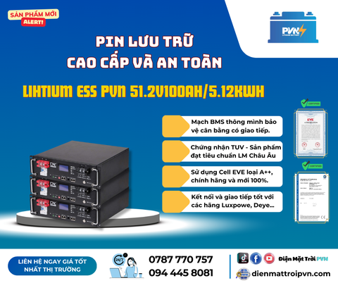 Pin lưu trữ lihtium ESS PVN 51.2V100AH/5.12KWH