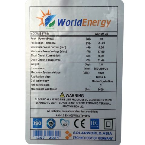 Tấm pin Mono World Energy (WE10W)