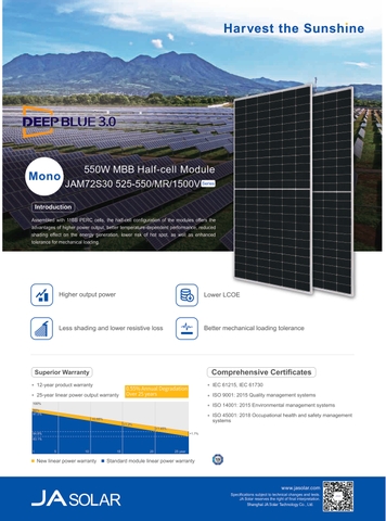 Tấm pin JA Solar 545w