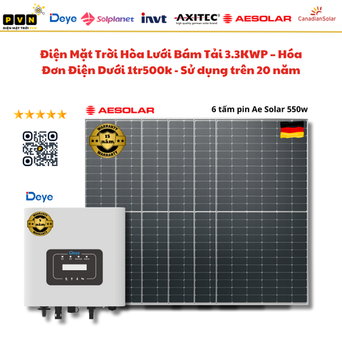 3.48KWP Điện Mặt Trời Hòa Lưới Bám Tải – Hóa Đơn Điện Dưới 1tr500k -  Sử dụng trên 30 năm