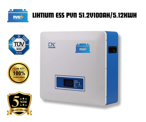 Pin lưu trữ lihtium ESS PVN 5.12KWh/51.2V100AH - Bản treo tường