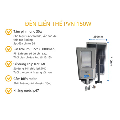 ĐÈN ĐƯỜNG LIỀN THỂ NLMT PVN 150W