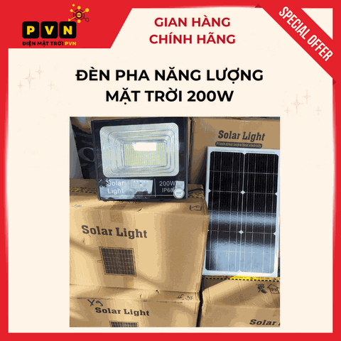 ĐÈN PHA NĂNG LƯỢNG MẶT TRỜI 200W(NEW) - SÁNG SUỐT ĐÊM