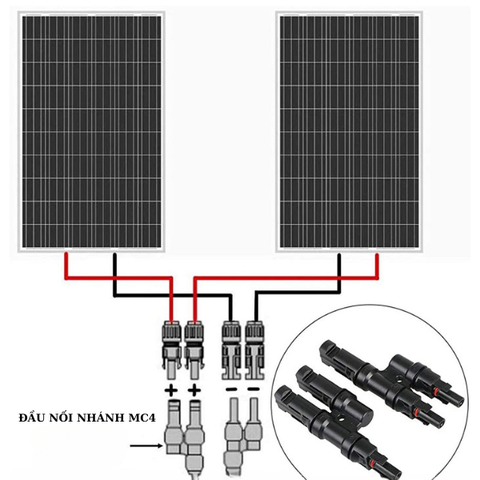 Cặp Đầu Nối MC4 Chữ T vào 2 ra 1 cho tấm pin năng lượng mặt trời