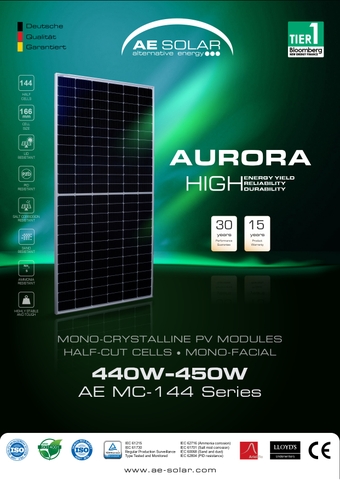 Tấm pin AE Solar 450w