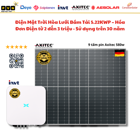 5.22KWP Điện Mặt Trời Hòa Lưới Bám Tải – Hóa Đơn Điện Từ 2 đến 3 triệu -  Sử dụng trên 30 năm