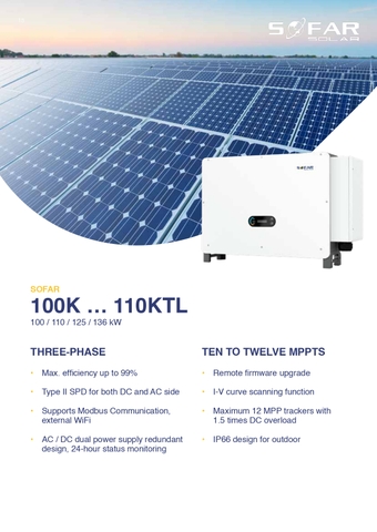 Thông số INVERTER HÒA LƯỚI SOFAR 110KW