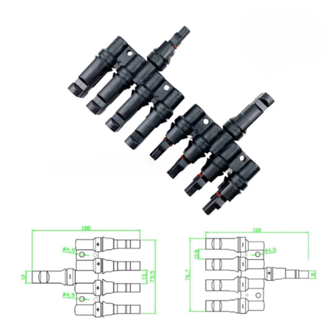 Jack kết nối MC4 4T 4 vào 1 cho tấm pin năng lượng mặt trời