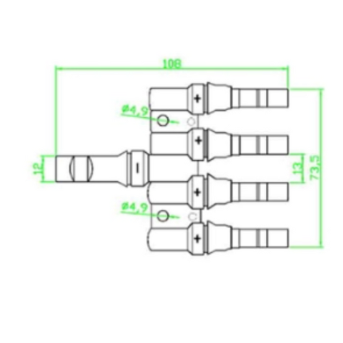 Jack kết nối MC4 4T 4 vào 1 cho tấm pin năng lượng mặt trời