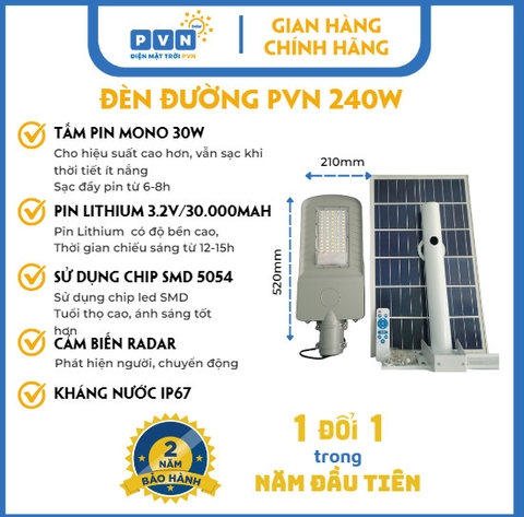 Đèn đường NLMT PVN 240w PVN240P3