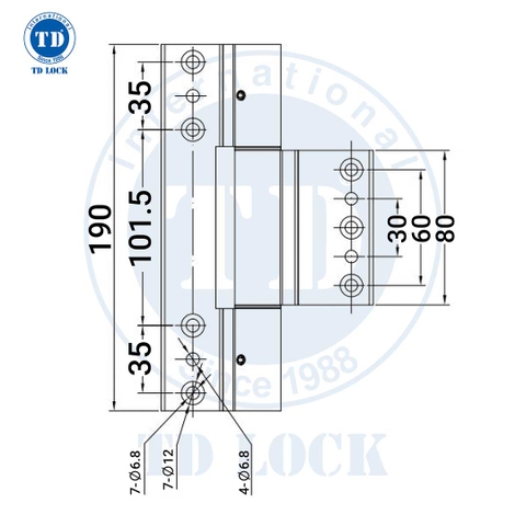 BẢN LỀ CỬA NHÔM 4D - ABL-2590B CÁNH - KHUNG