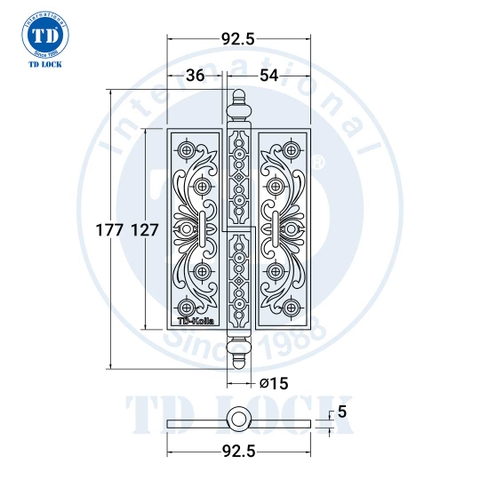 BẢN LỀ CỐI KOLLA CỬA GỖ - BLC-68130-2C VÀNG MỜ
