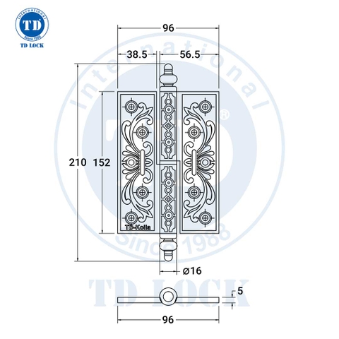 BẢN LỀ CỐI KOLLA CỬA GỖ - BLC-68150-2C VÀNG MỜ