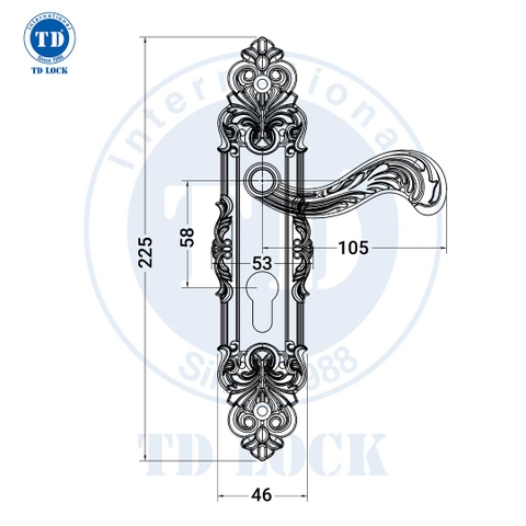 KHÓA TAY GẠT CỬA GỖ CORONA - BTP-185271-2 CỬA PHÒNG