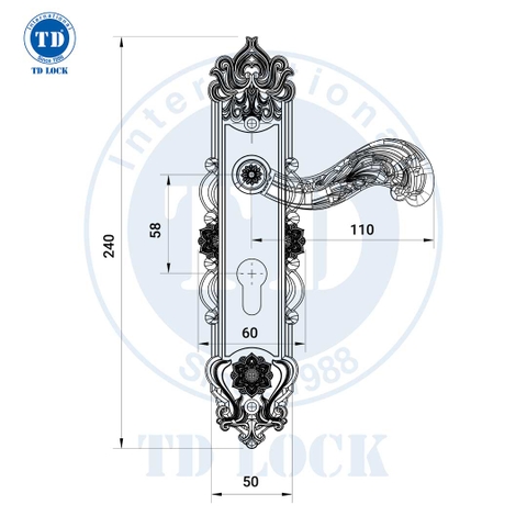 KHÓA TAY GẠT CỬA GỖ LOTUS - BTP-241241-7 CỬA PHÒNG