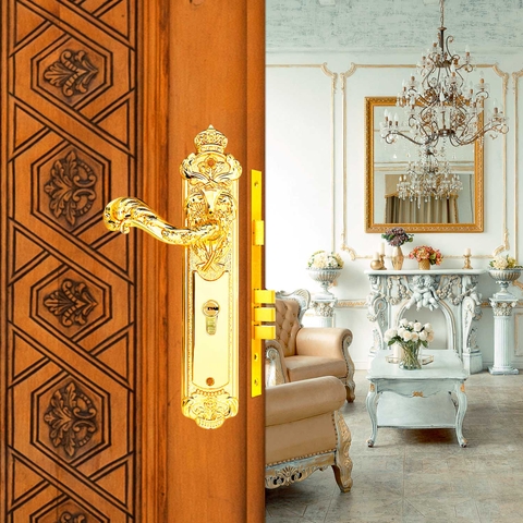 KHÓA TAY GẠT CỬA GỖ KING CROWN - BDH-126330-G CỬA CHÍNH GOLD