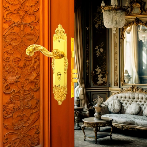 KHÓA TAY GẠT CỬA GỖ ROMA - BDH-340340-G CỬA CHÍNH GOLD