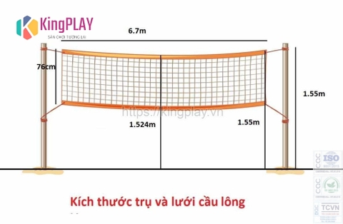 Bộ trụ và lưới cầu lông cố định KVC07