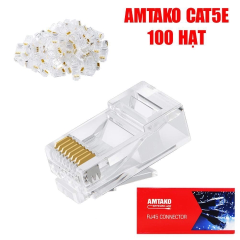 Hạt mạng RJ45 cat5e AMTAKO 50P hộp 100 hạt