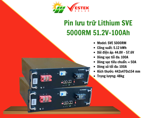 Pin lưu trữ Lithium SVE 5000RM 51.2V-100Ah