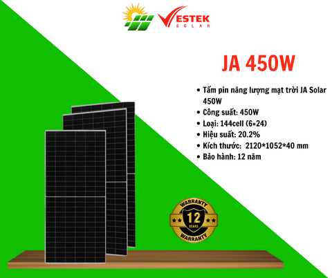 TẤM PIN NĂNG LƯỢNG MẶT TRỜI JA 450W